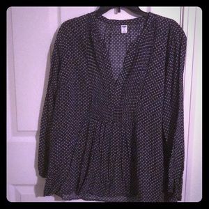 Black with white design blouse